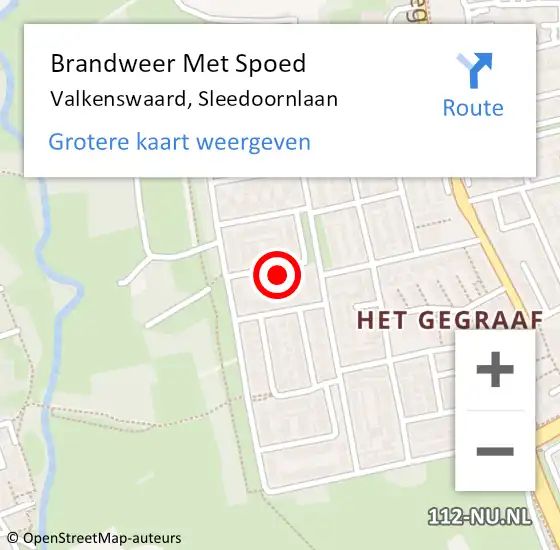 Locatie op kaart van de 112 melding: Brandweer Met Spoed Naar Valkenswaard, Sleedoornlaan op 19 februari 2023 00:07