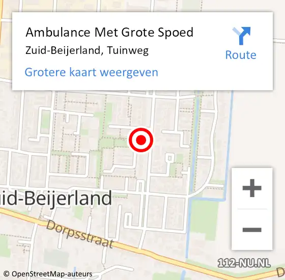 Locatie op kaart van de 112 melding: Ambulance Met Grote Spoed Naar Zuid-Beijerland, Tuinweg op 19 februari 2023 00:31