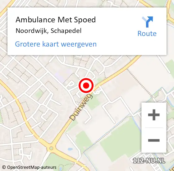 Locatie op kaart van de 112 melding: Ambulance Met Spoed Naar Noordwijk, Schapedel op 19 februari 2023 00:37