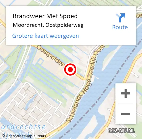 Locatie op kaart van de 112 melding: Brandweer Met Spoed Naar Moordrecht, Oostpolderweg op 19 februari 2023 00:59