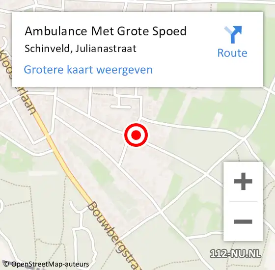 Locatie op kaart van de 112 melding: Ambulance Met Grote Spoed Naar Schinveld, Julianastraat op 16 augustus 2014 04:42