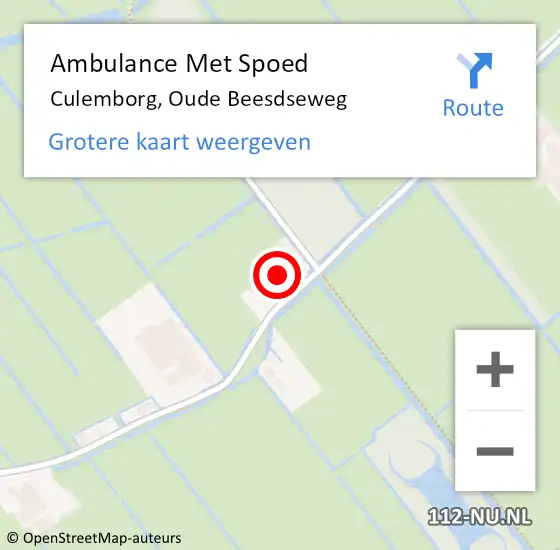 Locatie op kaart van de 112 melding: Ambulance Met Spoed Naar Culemborg, Oude Beesdseweg op 19 februari 2023 02:13