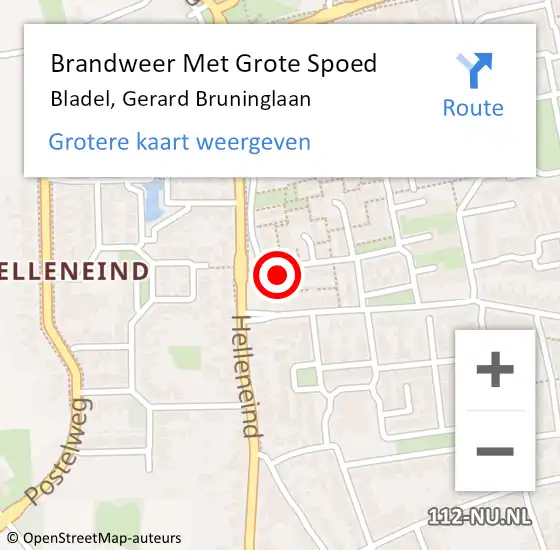 Locatie op kaart van de 112 melding: Brandweer Met Grote Spoed Naar Bladel, Gerard Bruninglaan op 19 februari 2023 02:18