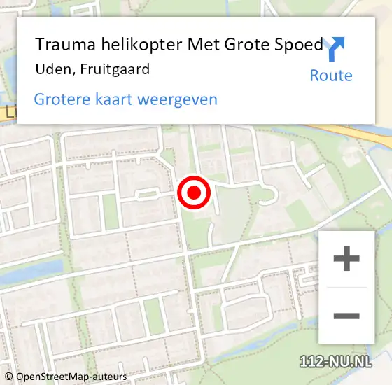 Locatie op kaart van de 112 melding: Trauma helikopter Met Grote Spoed Naar Uden, Fruitgaard op 19 februari 2023 02:21