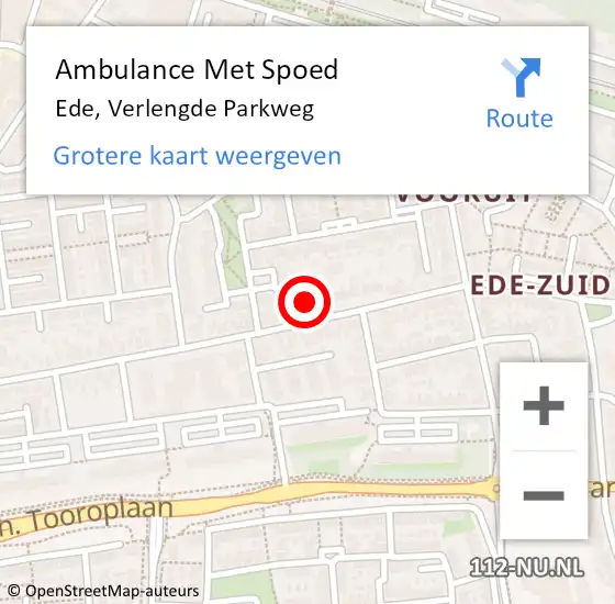 Locatie op kaart van de 112 melding: Ambulance Met Spoed Naar Ede, Verlengde Parkweg op 19 februari 2023 02:48