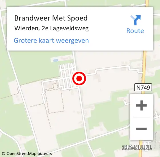 Locatie op kaart van de 112 melding: Brandweer Met Spoed Naar Wierden, 2e Lageveldsweg op 19 februari 2023 03:31