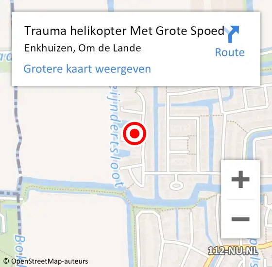 Locatie op kaart van de 112 melding: Trauma helikopter Met Grote Spoed Naar Enkhuizen, Om de Lande op 19 februari 2023 04:04