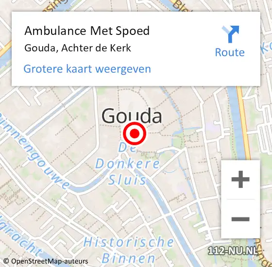 Locatie op kaart van de 112 melding: Ambulance Met Spoed Naar Gouda, Achter de Kerk op 19 februari 2023 05:09