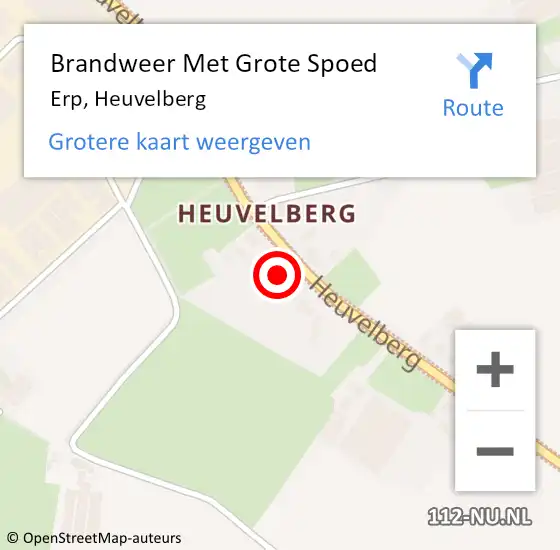 Locatie op kaart van de 112 melding: Brandweer Met Grote Spoed Naar Erp, Heuvelberg op 19 februari 2023 05:13