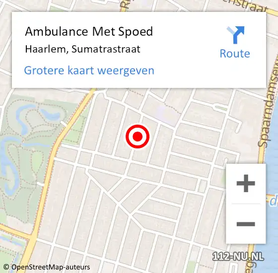 Locatie op kaart van de 112 melding: Ambulance Met Spoed Naar Haarlem, Sumatrastraat op 19 februari 2023 05:16