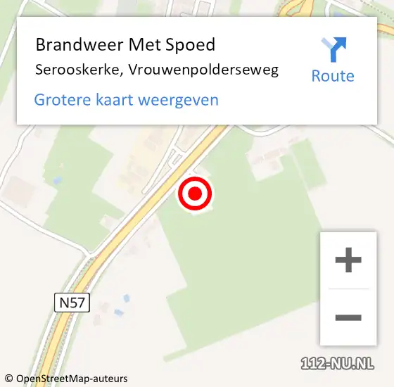 Locatie op kaart van de 112 melding: Brandweer Met Spoed Naar Serooskerke, Vrouwenpolderseweg op 19 februari 2023 05:40