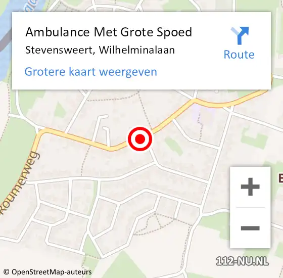 Locatie op kaart van de 112 melding: Ambulance Met Grote Spoed Naar Stevensweert, Wilhelminalaan op 19 februari 2023 07:08