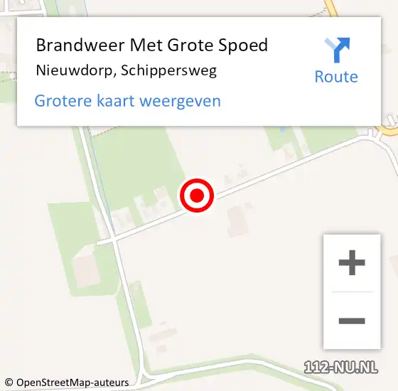 Locatie op kaart van de 112 melding: Brandweer Met Grote Spoed Naar Nieuwdorp, Schippersweg op 19 februari 2023 07:09