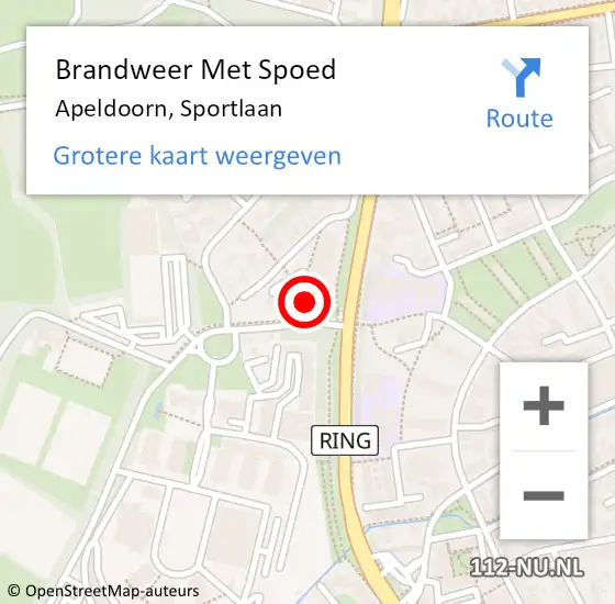 Locatie op kaart van de 112 melding: Brandweer Met Spoed Naar Apeldoorn, Sportlaan op 19 februari 2023 07:33