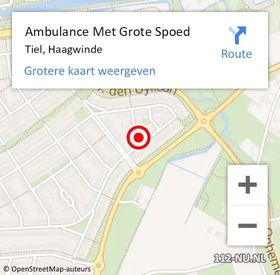 Locatie op kaart van de 112 melding: Ambulance Met Grote Spoed Naar Tiel, Haagwinde op 19 februari 2023 07:36