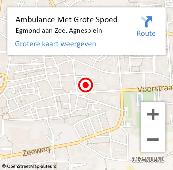 Locatie op kaart van de 112 melding: Ambulance Met Grote Spoed Naar Egmond aan Zee, Agnesplein op 19 februari 2023 07:39