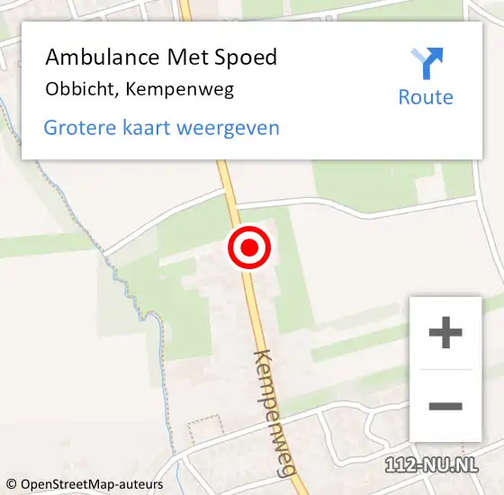 Locatie op kaart van de 112 melding: Ambulance Met Spoed Naar Obbicht, Kempenweg op 16 augustus 2014 05:33