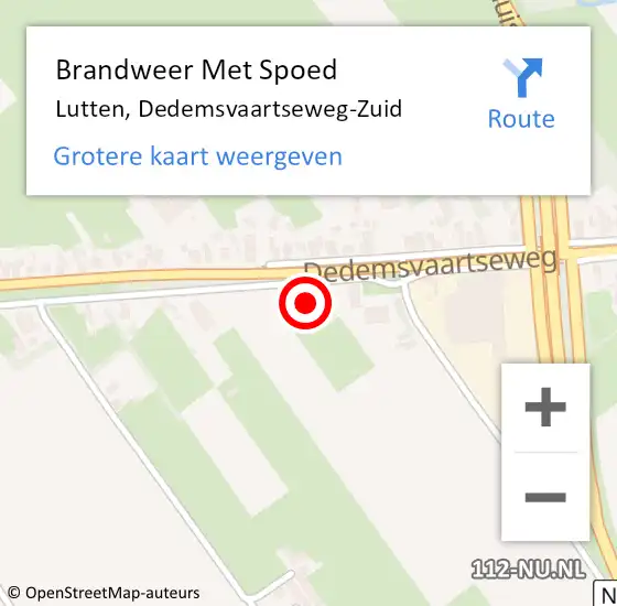 Locatie op kaart van de 112 melding: Brandweer Met Spoed Naar Lutten, Dedemsvaartseweg-Zuid op 19 februari 2023 08:46