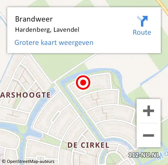 Locatie op kaart van de 112 melding: Brandweer Hardenberg, Lavendel op 19 februari 2023 09:10