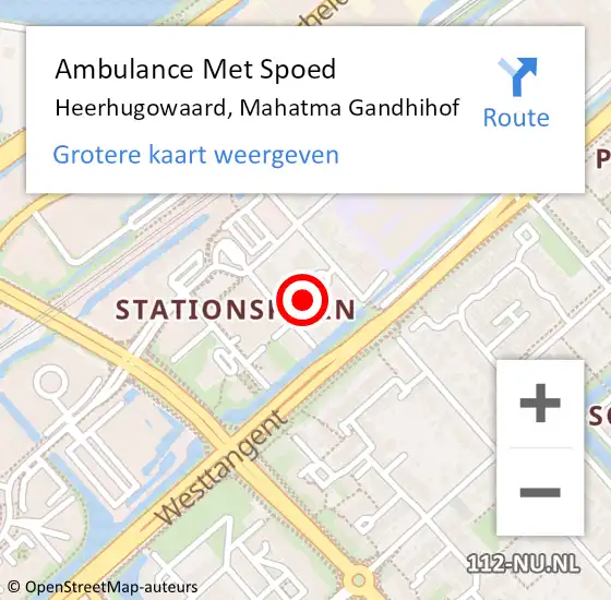 Locatie op kaart van de 112 melding: Ambulance Met Spoed Naar Heerhugowaard, Mahatma Gandhihof op 19 februari 2023 10:15