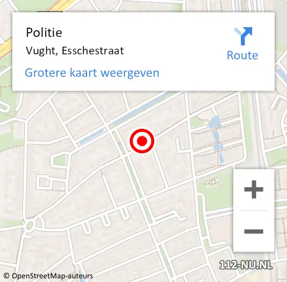 Locatie op kaart van de 112 melding: Politie Vught, Esschestraat op 19 februari 2023 10:23