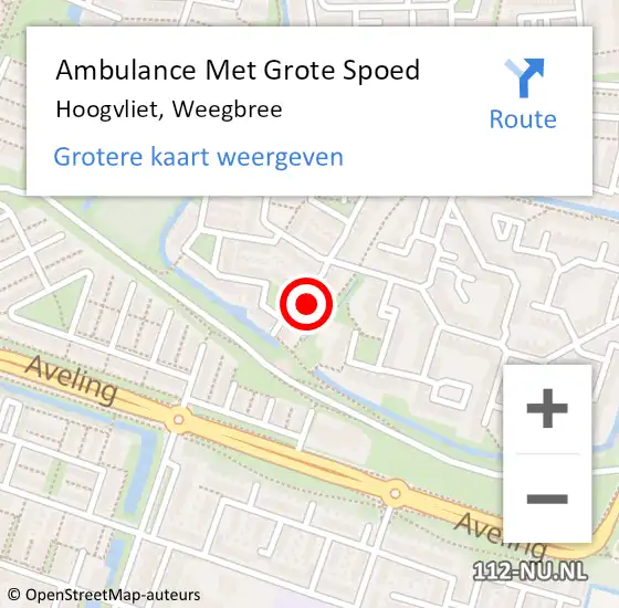 Locatie op kaart van de 112 melding: Ambulance Met Grote Spoed Naar Hoogvliet, Weegbree op 19 februari 2023 11:00