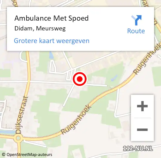 Locatie op kaart van de 112 melding: Ambulance Met Spoed Naar Didam, Meursweg op 19 februari 2023 11:11