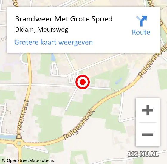 Locatie op kaart van de 112 melding: Brandweer Met Grote Spoed Naar Didam, Meursweg op 19 februari 2023 11:12