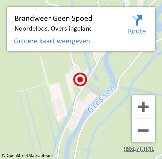 Locatie op kaart van de 112 melding: Brandweer Geen Spoed Naar Noordeloos, Overslingeland op 19 februari 2023 11:42