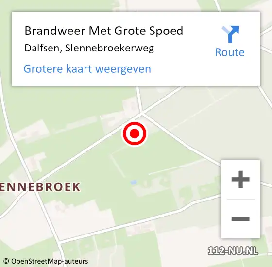 Locatie op kaart van de 112 melding: Brandweer Met Grote Spoed Naar Dalfsen, Slennebroekerweg op 19 februari 2023 11:42