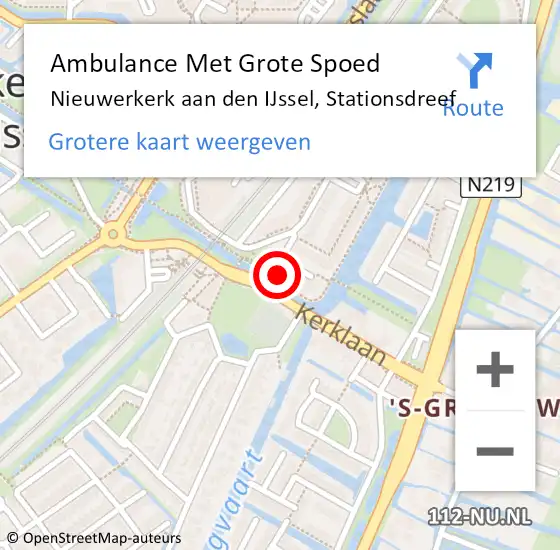 Locatie op kaart van de 112 melding: Ambulance Met Grote Spoed Naar Nieuwerkerk aan den IJssel, Stationsdreef op 19 februari 2023 12:36