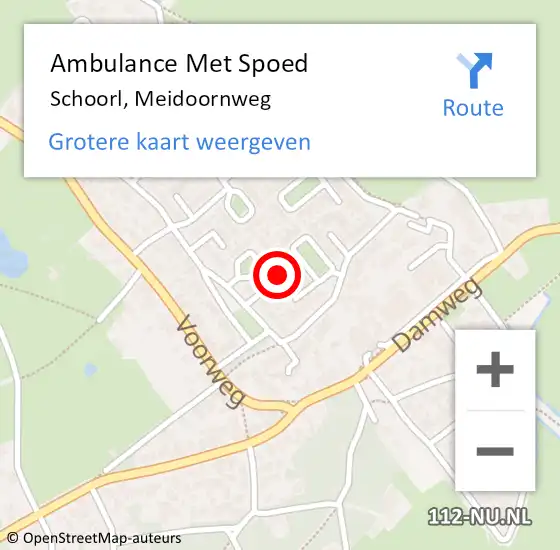 Locatie op kaart van de 112 melding: Ambulance Met Spoed Naar Schoorl, Meidoornweg op 19 februari 2023 12:38