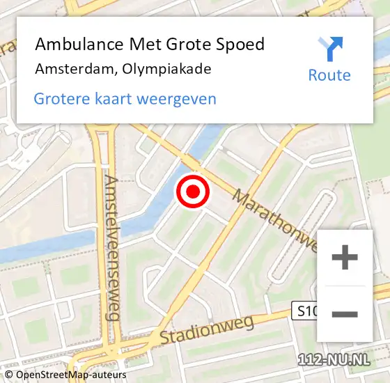Locatie op kaart van de 112 melding: Ambulance Met Grote Spoed Naar Amsterdam, Olympiakade op 19 februari 2023 13:01