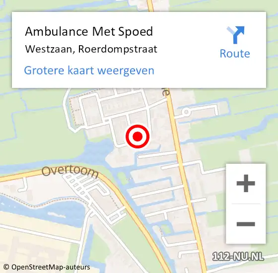 Locatie op kaart van de 112 melding: Ambulance Met Spoed Naar Westzaan, Roerdompstraat op 19 februari 2023 13:49