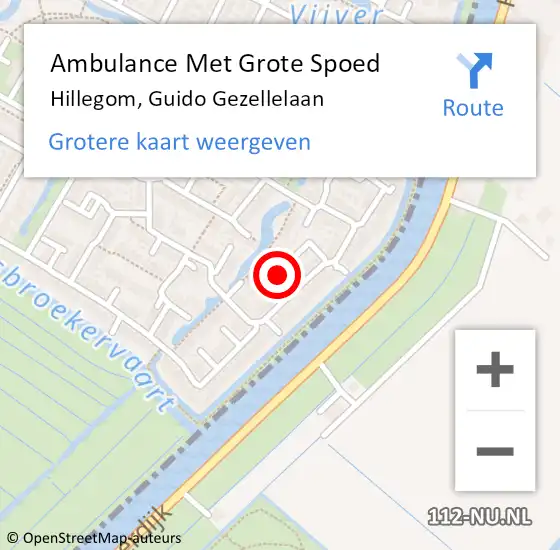 Locatie op kaart van de 112 melding: Ambulance Met Grote Spoed Naar Hillegom, Guido Gezellelaan op 19 februari 2023 13:50