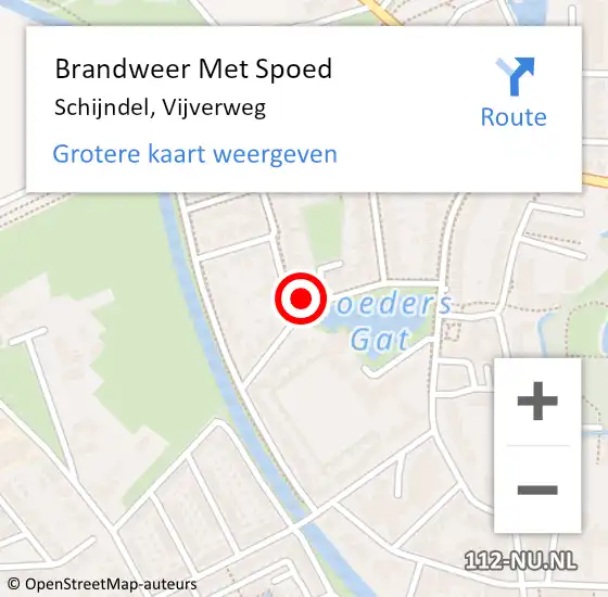 Locatie op kaart van de 112 melding: Brandweer Met Spoed Naar Schijndel, Vijverweg op 19 februari 2023 14:07