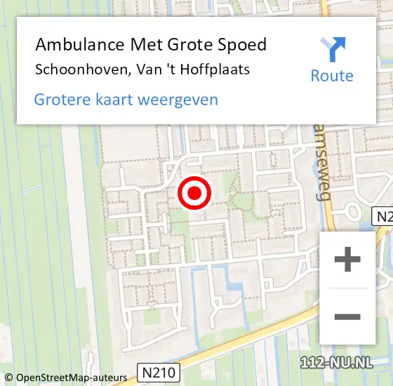 Locatie op kaart van de 112 melding: Ambulance Met Grote Spoed Naar Schoonhoven, Van 't Hoffplaats op 19 februari 2023 14:15