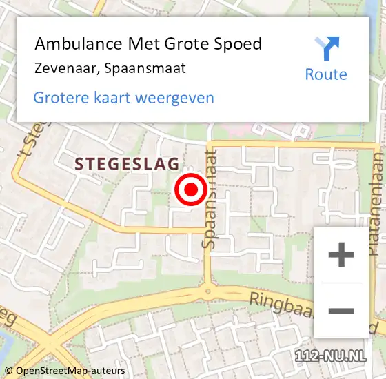 Locatie op kaart van de 112 melding: Ambulance Met Grote Spoed Naar Zevenaar, Spaansmaat op 19 februari 2023 14:43