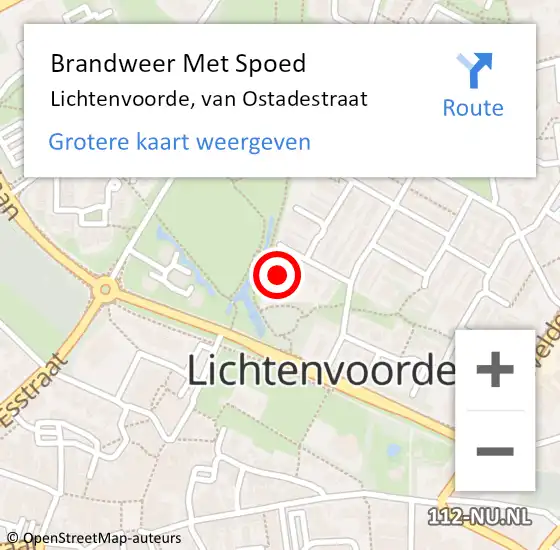 Locatie op kaart van de 112 melding: Brandweer Met Spoed Naar Lichtenvoorde, van Ostadestraat op 11 oktober 2013 16:41