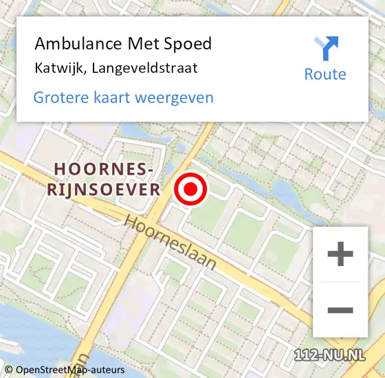 Locatie op kaart van de 112 melding: Ambulance Met Spoed Naar Katwijk, Langeveldstraat op 19 februari 2023 16:07