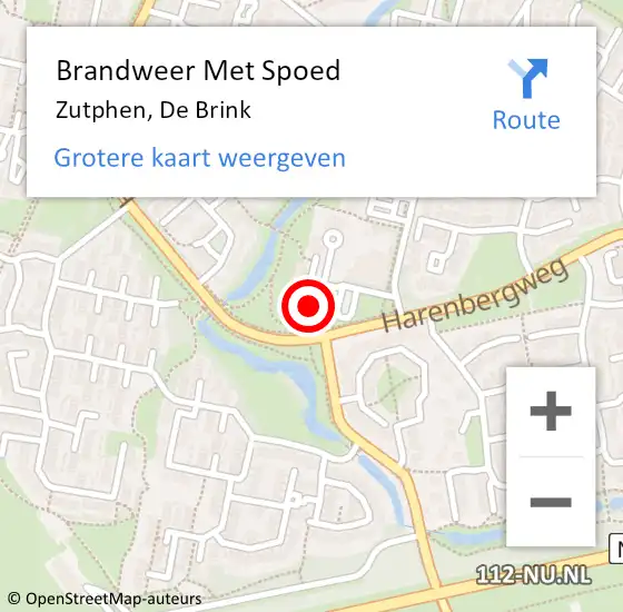 Locatie op kaart van de 112 melding: Brandweer Met Spoed Naar Zutphen, De Brink op 19 februari 2023 16:07