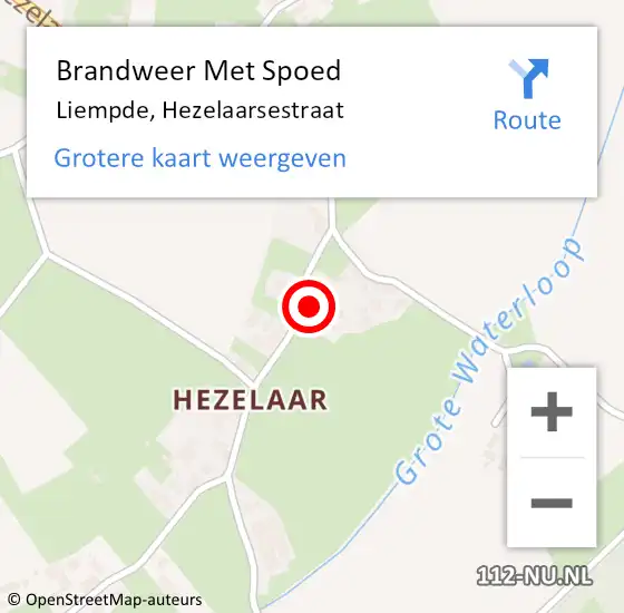 Locatie op kaart van de 112 melding: Brandweer Met Spoed Naar Liempde, Hezelaarsestraat op 19 februari 2023 16:08