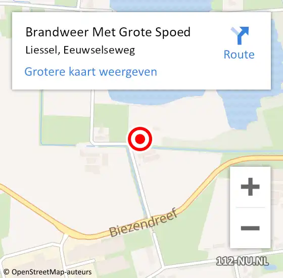 Locatie op kaart van de 112 melding: Brandweer Met Grote Spoed Naar Liessel, Eeuwselseweg op 19 februari 2023 16:14