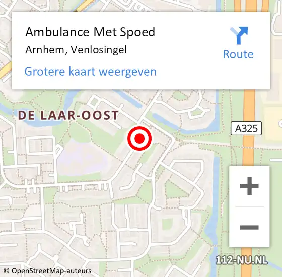 Locatie op kaart van de 112 melding: Ambulance Met Spoed Naar Arnhem, Venlosingel op 19 februari 2023 16:32