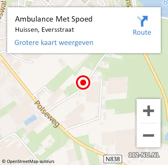 Locatie op kaart van de 112 melding: Ambulance Met Spoed Naar Huissen, Eversstraat op 19 februari 2023 16:54