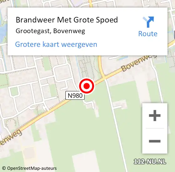 Locatie op kaart van de 112 melding: Brandweer Met Grote Spoed Naar Grootegast, Bovenweg op 11 oktober 2013 16:42