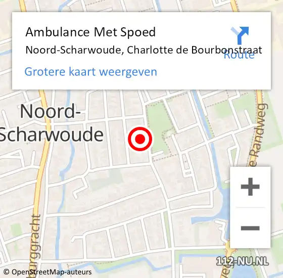 Locatie op kaart van de 112 melding: Ambulance Met Spoed Naar Noord-Scharwoude, Charlotte de Bourbonstraat op 19 februari 2023 17:09