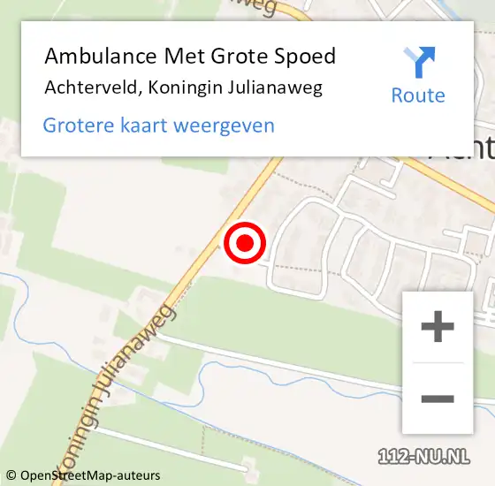 Locatie op kaart van de 112 melding: Ambulance Met Grote Spoed Naar Achterveld, Koningin Julianaweg op 19 februari 2023 17:18