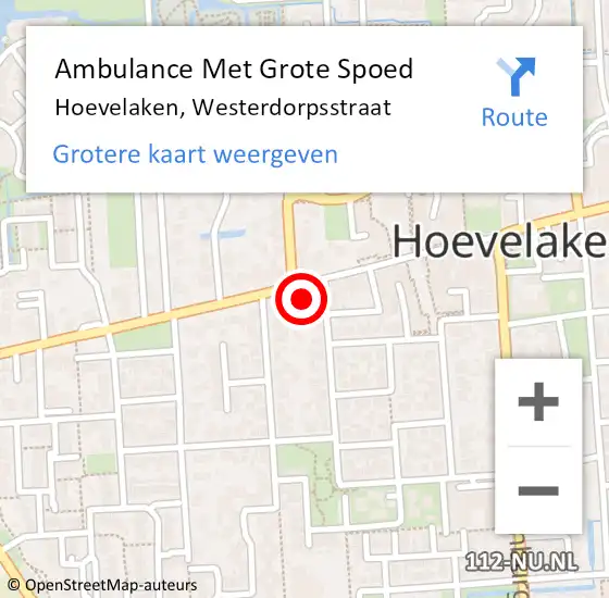 Locatie op kaart van de 112 melding: Ambulance Met Grote Spoed Naar Hoevelaken, Westerdorpsstraat op 19 februari 2023 17:27