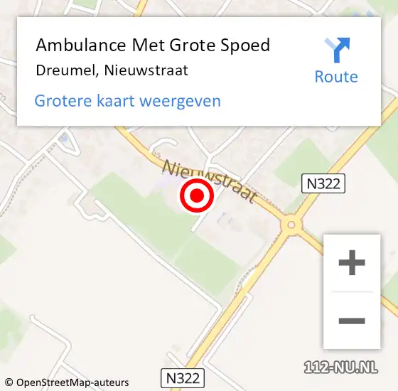 Locatie op kaart van de 112 melding: Ambulance Met Grote Spoed Naar Dreumel, Nieuwstraat op 19 februari 2023 18:14